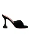 Amina Muaddi Lupita Suede Pedestal Mule Sandals In Black