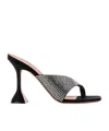 Amina Muaddi Open-toed Square Toed High-heeled Sandals In Blackwhite