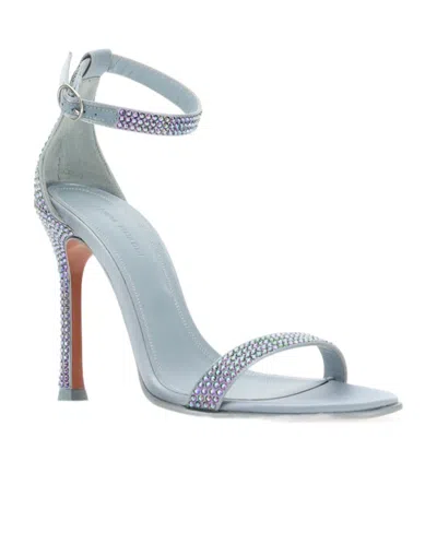 Amina Muaddi Open-toed High-heeled Sandals In Gray