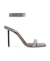 Amina Muaddi Embellished Fabric Rih Sandals In Gray