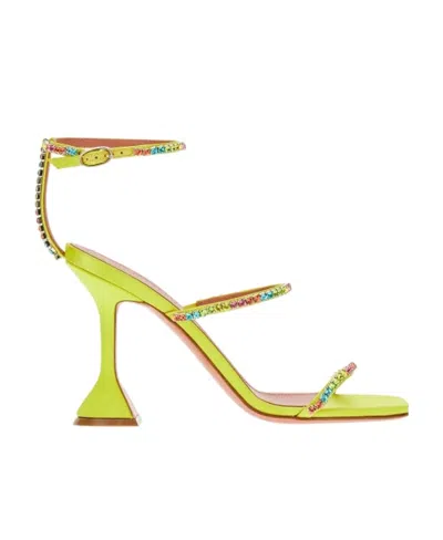 Amina Muaddi Open-toed High-heeled Sandals In Yellow