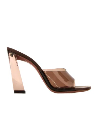 Amina Muaddi Open-toed Muller Shoes In Brown