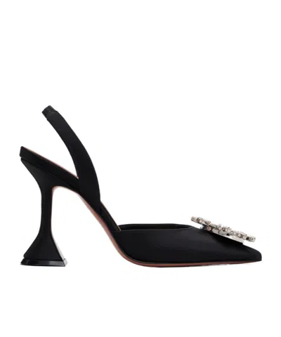 Amina Muaddi 70mm Rosie Embellished Satin Slingback Pumps In Black
