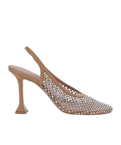 Amina Muaddi Open-toe High-heeled Sandals In Brown
