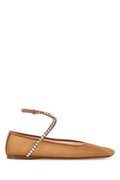 Amina Muaddi Orange Mesh Ane Ballerinas