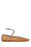 Amina Muaddi Orange Mesh Ane Ballerinas In Meshbeigewhitecrystals