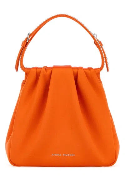 Amina Muaddi Orange Satin Vittoria Crystal Handbag