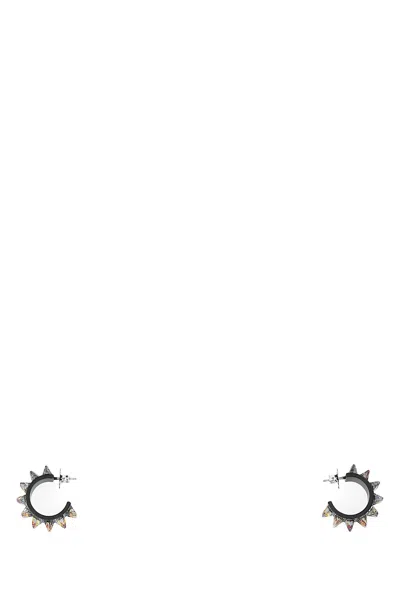 AMINA MUADDI EMBELLISHED METAL SMALL KARMA EARRINGS
