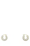 Amina Muaddi Jah Hoop Small White And Gold Crystal Earrings In Whigoldbase