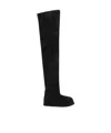 Amina Muaddi Black Suede Heidi Over The Knee Boots In White