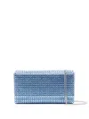 Amina Muaddi Superamini Paloma Crystal-embellished Satin Clutch In Blue