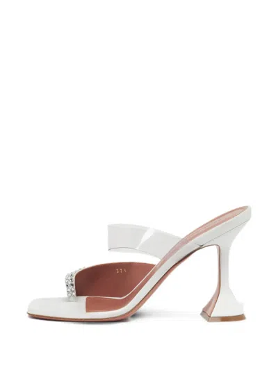 Pre-owned Amina Muaddi Paloma Crystal-embellished Sandals In White