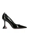 Amina Muaddi Ami Patent Leather Pedestal Pumps In Black