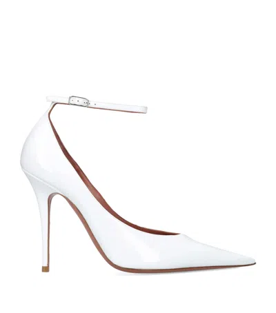 Amina Muaddi Patent Leather Anok Pumps 105 In White
