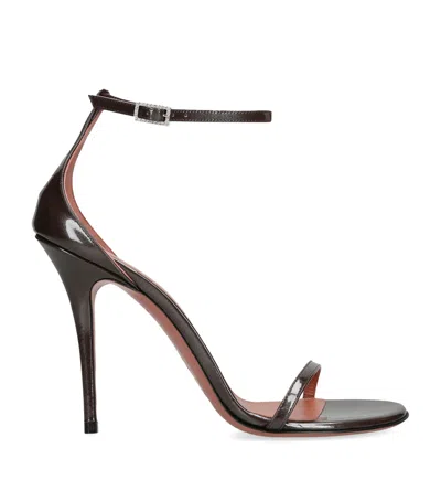 Amina Muaddi Patent Leather Barbara Heeled Sandals 105 In Animal Print