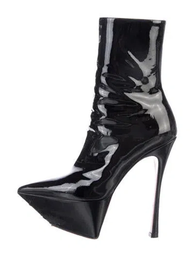 Pre-owned Amina Muaddi Patent Leather Boots In Black