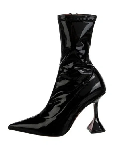Pre-owned Amina Muaddi Patent Leather Boots In Black