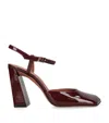 Amina Muaddi Patent Leather Charlotte Pumps 95 In Burgundy