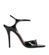 Amina Muaddi Adut Crystal-embellished Buckled Patent-leather Sandals In Black