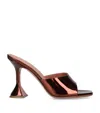 Amina Muaddi Brown Lupita Slipper Heeled Sandals In Brown