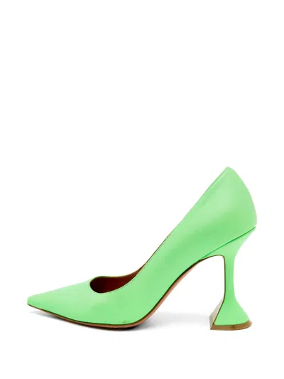 Pre-owned Amina Muaddi Patent Leather Pointed Yoe Pumps In Green