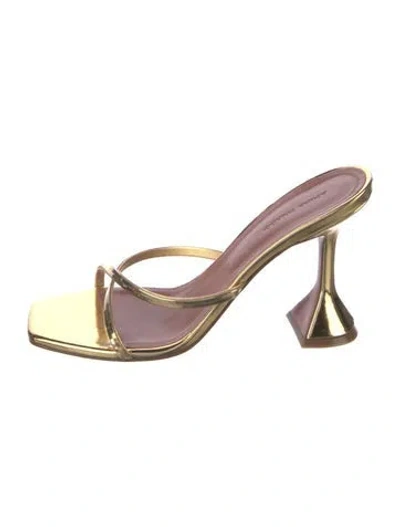 Pre-owned Amina Muaddi Patent Leather Slides In Pink