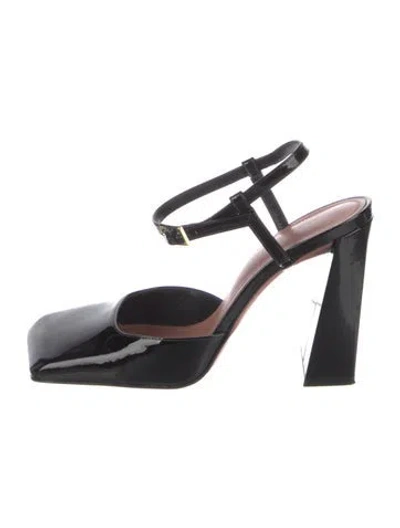 Pre-owned Amina Muaddi Patent Leather Slingback Pumps In Black