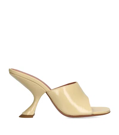 Amina Muaddi Patent Taylor Heeled Mules 90 In Neutral