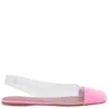 Amina Muaddi Patent Transparent Ane Glass Flats In Pink