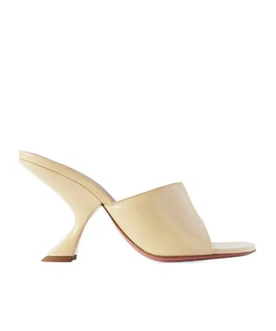 Amina Muaddi Patent-leather Mules In Neutral