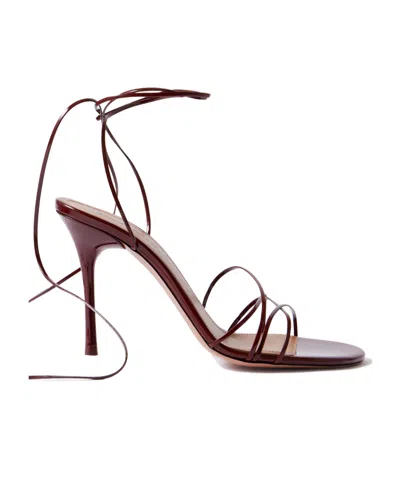 Amina Muaddi Lori Patent-leather Sandals In Brown