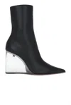 Amina Muaddi Pernille Half Glass Bootie In Nappa Black In Multi