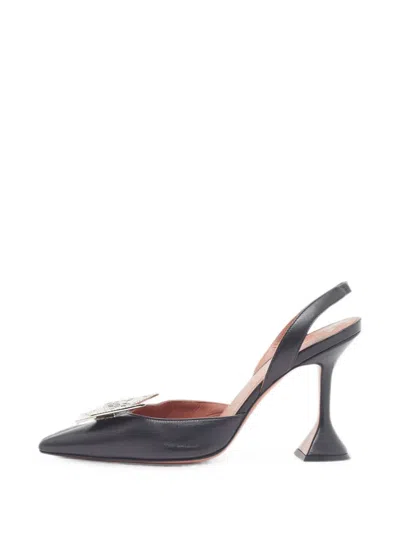 Pre-owned Amina Muaddi Phoenix Crystal-embellished Heeled Pumps In Black
