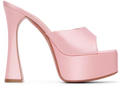 Amina Muaddi Pink Dalida Plateau Slipper 140 Heeled Sandals