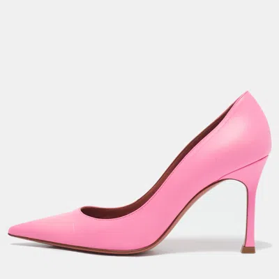 Pre-owned Amina Muaddi Pink Leather Sharon Pumps Size 37