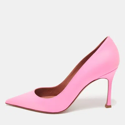 Pre-owned Amina Muaddi Pink Leather Sharon Pumps Size 39