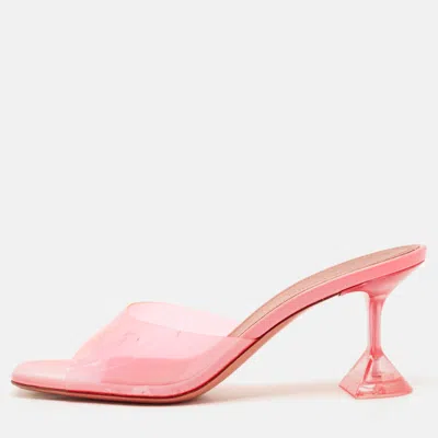 Pre-owned Amina Muaddi Pink Pvc Lupita Slide Sandals Size 38