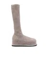 Amina Muaddi Veneda 15 Knee-high Sock Boots In Nude