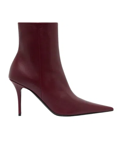 Amina Muaddi Pointed Ankle Boots In Burgundy