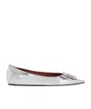 Amina Muaddi Pointed Ballet Shoes In Silver