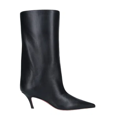 Amina Muaddi Fiona 60 Nappa Leather Mid-calf Boots In Black