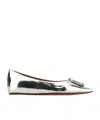 Amina Muaddi 5mm Camelia Mirror Leather Ballerinas In White