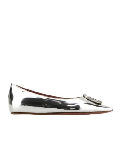 バレエシューズ AMINA MUADDI BALLERINE SHOES (CAMELIAFLAT SILWHT) Amina Muaddi Silver Leather Camelia Ballerina Shoe – LOZURI®
