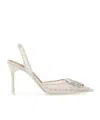 Amina Muaddi Women Camelia Slingback Lace Pumps In White