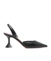 Amina Muaddi Women's Holly Leather Slingback Pumps In Black