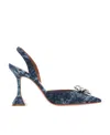 Amina Muaddi Blue Rosie Sling Denim Heels In Blue