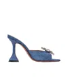 Amina Muaddi Blue Rosie Slipper Heeled Sandals In Blue