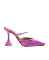 Amina Muaddi Gilda 95mm Iridescent Mules In Pink