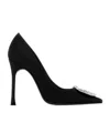 Amina Muaddi 90mm Camelia Embellished Satin Pumps In Black