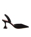 Amina Muaddi Womens Black Holli 70 Suede Slingback Heels In Black
